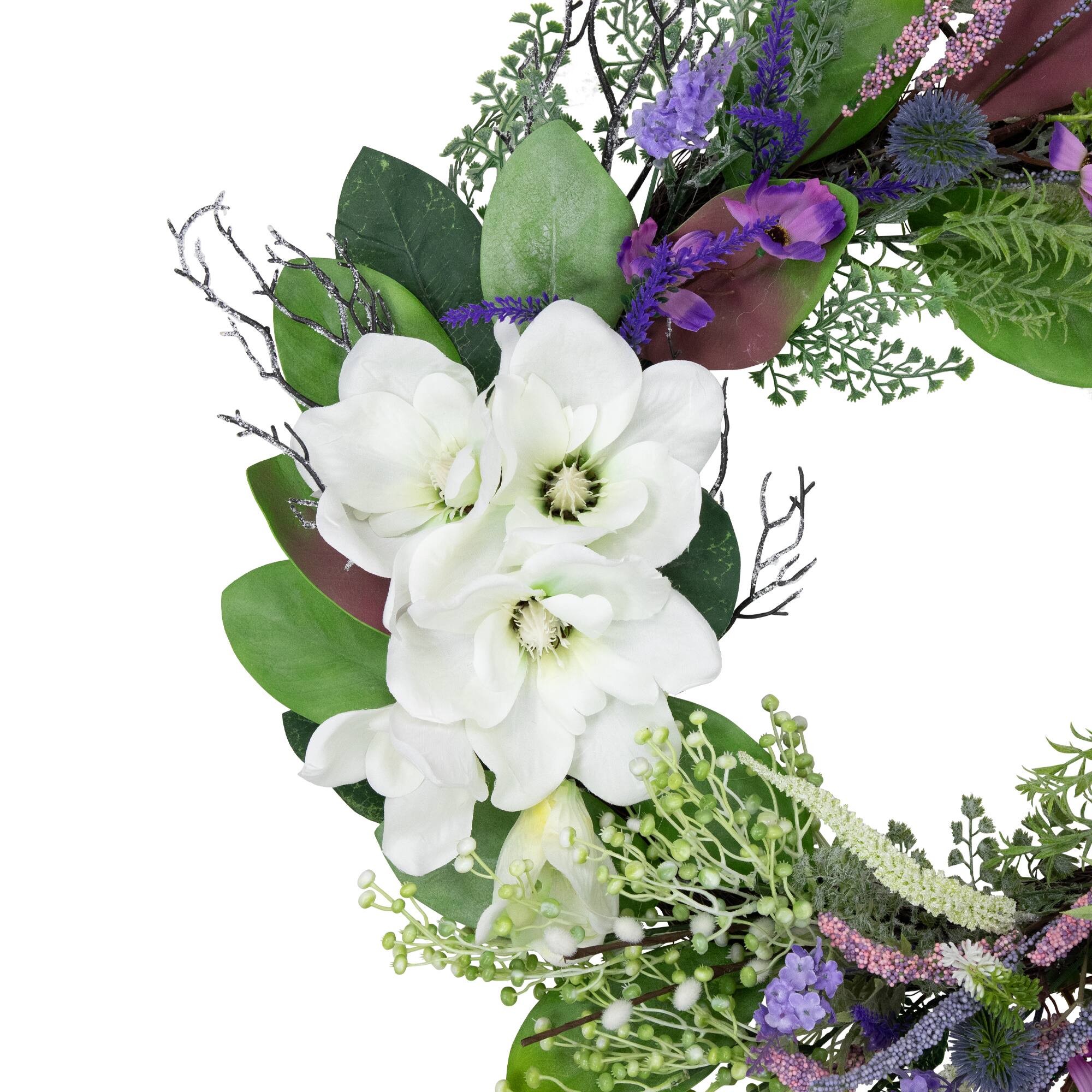 24" Mixed Wildflowers & Magnolias Wreath